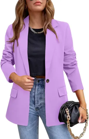 CRAZY GRID Womens Casual Blazer Jacket Long Sleeve Open Front Work Office Blazer Lapel Button Jacket