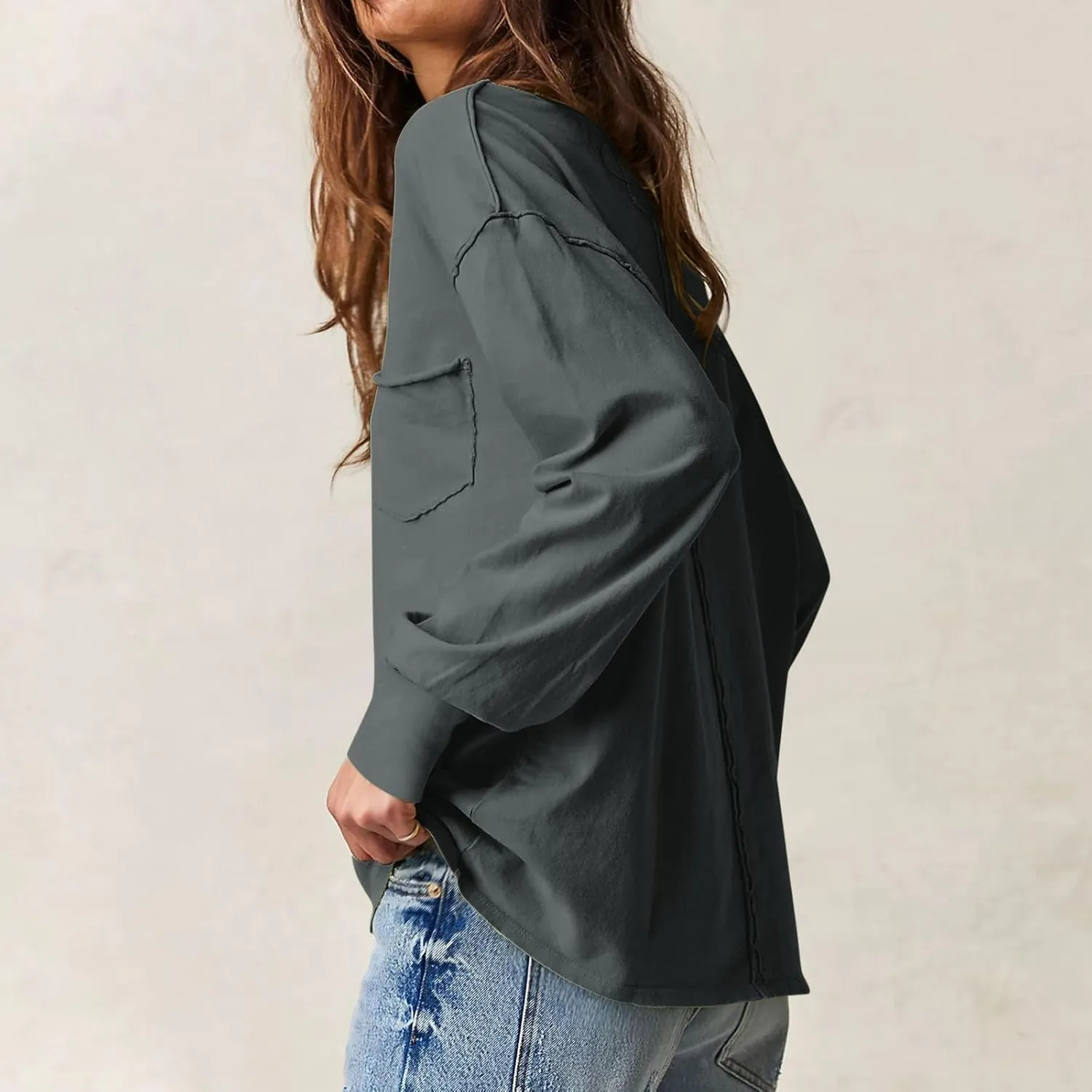 Crew Neck Sweatshirts Women Casual Loose Long Sleeve Tops 2024 Fall Fashion Teacher Shirts Pullover Preppy Clothes