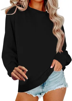 Crew Neck Sweatshirts Women Oversized Fall Sweatshirt Casual Loose Long Sleeve Tops Pullover Cute Y2k Preppy Clothes