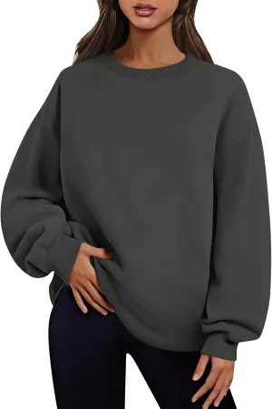 Crewneck Sweatshirts Women Fleece Sweatshirt No Hood Long Sleeve Shirt Hoodies Pullover Casual Loose Fitting Tops