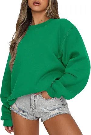 Crewneck Sweatshirts Women Soft Plain Oversized Sweatshirt Comfy Drop Shoulder Cute Hoodie Fleece Pullover Sweater