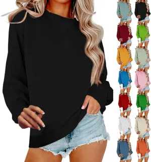 Crewneck Sweatshirts Women Trendy Casual Long Sleeve Tops Cute Teen Girls Crew Neck Sweatshirt Sweaters 2024