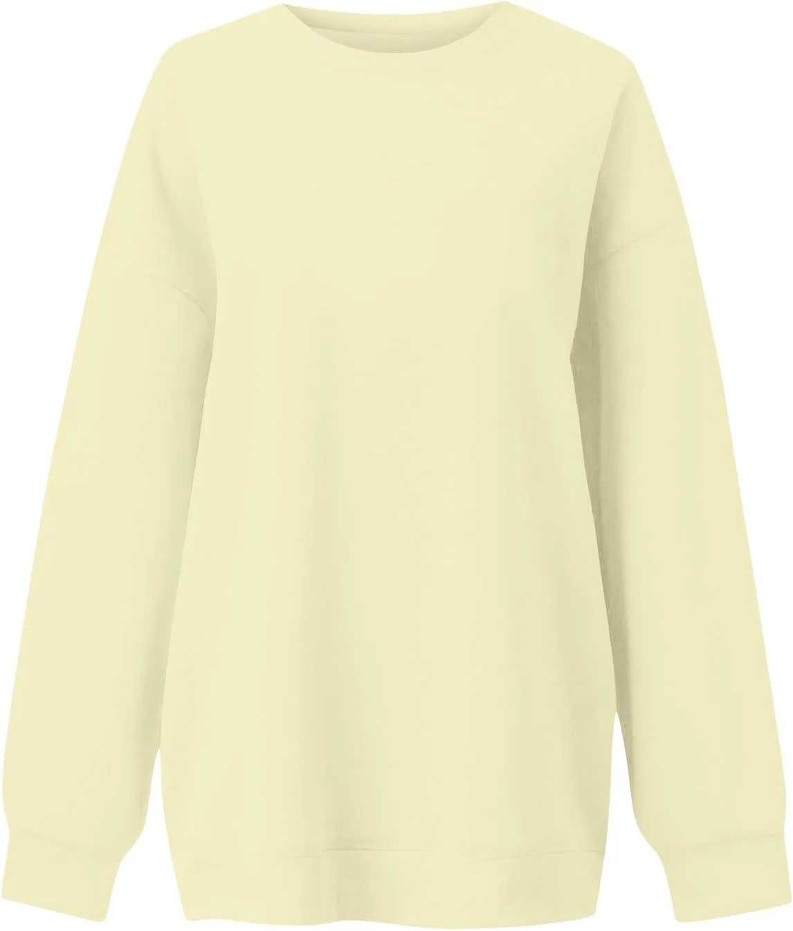 Crewneck Sweatshirts Women Trendy Drop Shoulder Cute Oversized Sweatshirt Comfy Long Sleeve Fleece Pullover Sweater