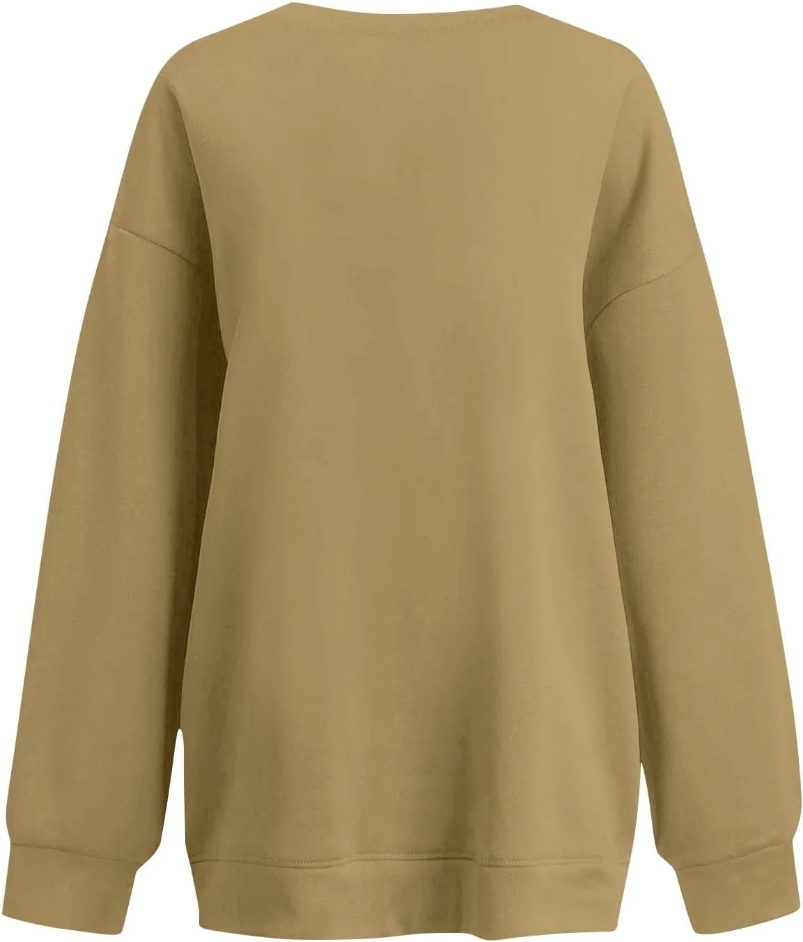 Crewneck Sweatshirts Women Trendy Drop Shoulder Cute Oversized Sweatshirt Comfy Long Sleeve Fleece Pullover Sweater