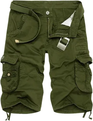 CRNTCEM Men Casual Cargo Shorts Combat Twill Work Chino Knee Length Short Summer Training Tactica Military Shorts with Pocket