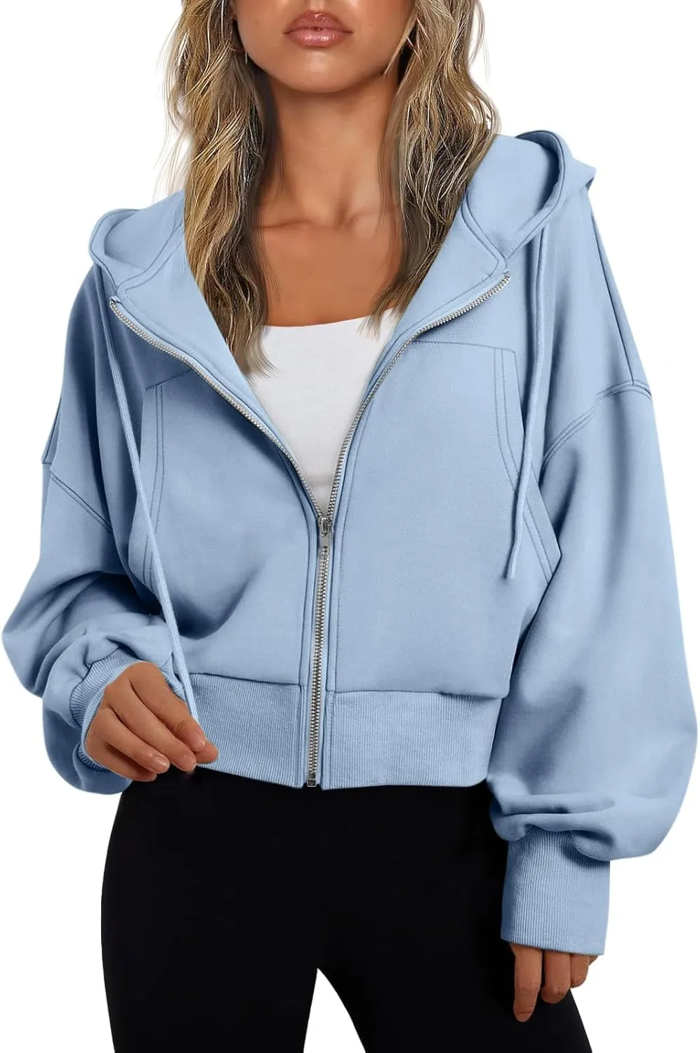 Cropped Zip Up Hoodie Women 2024 Trendy Fleece Crop Jacket Preppy Hooded Sweatshirt Y2k Cute Hoodies for Teen Girls