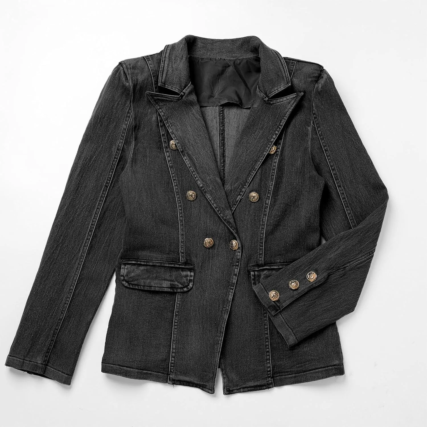 Denim Blazer Suit for Women Casual Jacket Button Down Early Spring Fall Work Office Business Blazer
