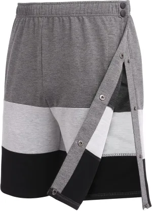 Deyeek Mens Tear Away Shorts Post Surgery Recovery Side Snap Shorts Color Block Cotton Break Away Pants with Pockets