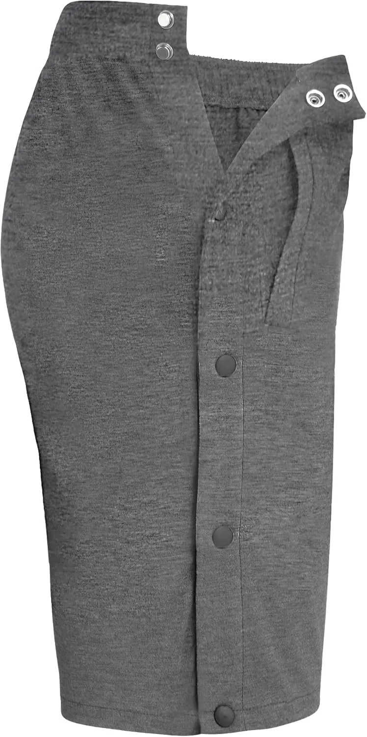 Deyeek Mens Tear Away Shorts Post Surgery Recovery Side Snap Shorts Color Block Cotton Break Away Pants with Pockets