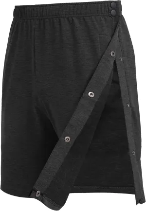 Deyeek Mens Tear Away Shorts Post Surgery Recovery Side Snap Shorts Color Block Cotton Break Away Pants with Pockets