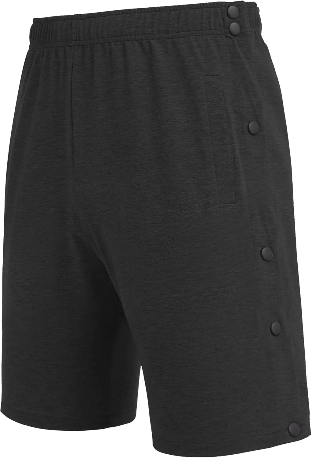 Deyeek Mens Tear Away Shorts Post Surgery Recovery Side Snap Shorts Color Block Cotton Break Away Pants with Pockets