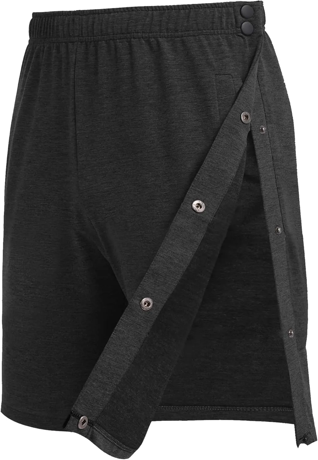 Deyeek Mens Tear Away Shorts Post Surgery Recovery Side Snap Shorts Color Block Cotton Break Away Pants with Pockets
