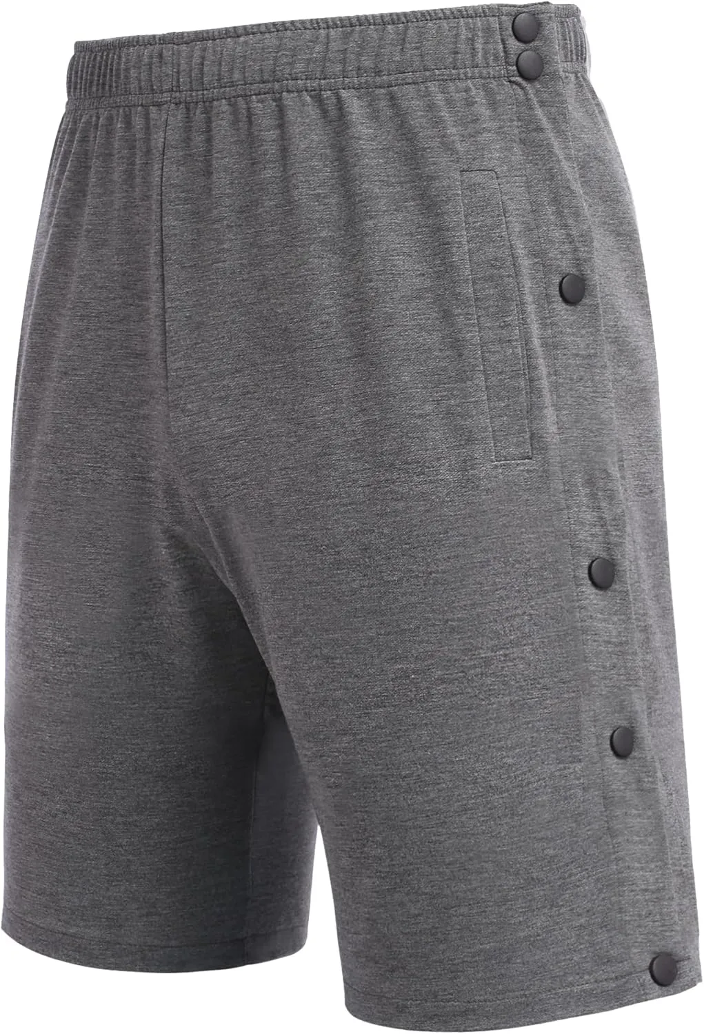 Deyeek Mens Tear Away Shorts Post Surgery Recovery Side Snap Shorts Color Block Cotton Break Away Pants with Pockets