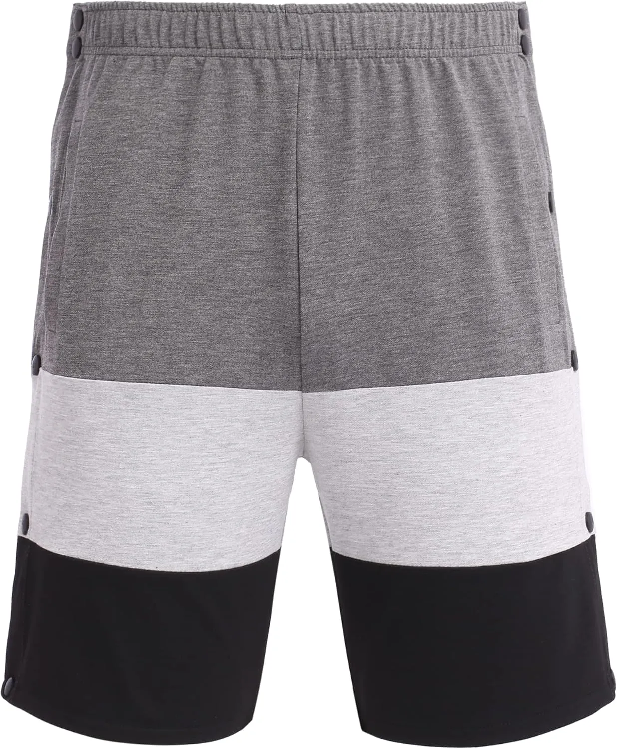 Deyeek Mens Tear Away Shorts Post Surgery Recovery Side Snap Shorts Color Block Cotton Break Away Pants with Pockets