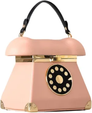 Dial Telephone Crossbody Bag Women Shoulder Bag PU Leather Top Handle Satchel