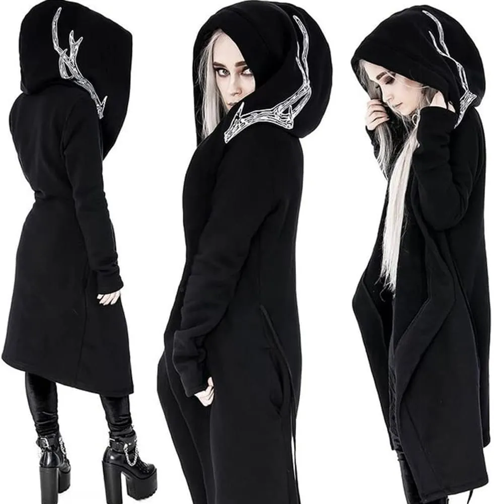 diffstyle Women Moon Gothic Witchcraft Punk Vintage Casual Long Hoodies Top Sweatshirt