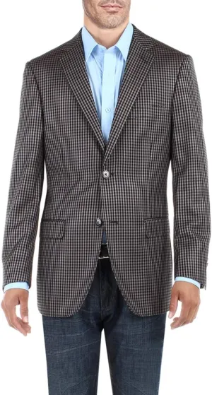 DTI BB Signature Men's 2 Button Micro Check Suit Jacket Modern Fit Blazer Coat