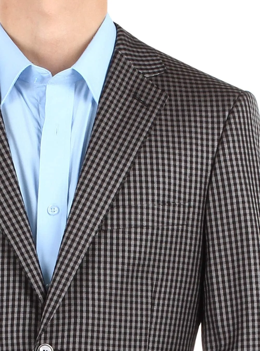 DTI BB Signature Men's 2 Button Micro Check Suit Jacket Modern Fit Blazer Coat