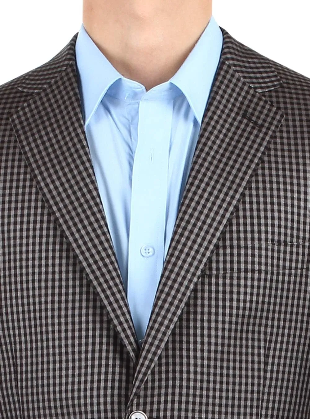 DTI BB Signature Men's 2 Button Micro Check Suit Jacket Modern Fit Blazer Coat