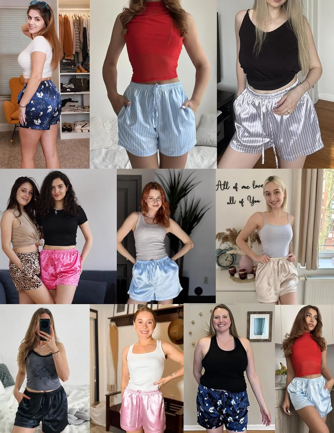 Ekouaer Womens Silk Satin Pajama Short Casual Sleep Shorts Summer Lounge Sleep Pj Short with Pockets Soft Lounge Shorts