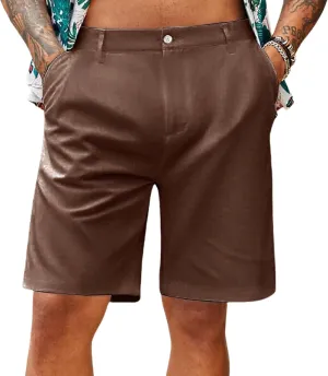 evzosrz Mens Stretch Flat Front Chino Shorts Casual Slim-Fit Breathable Short Pants Fashion Straight Solid Color Golf Shorts