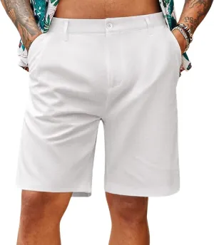 evzosrz Mens Stretch Flat Front Chino Shorts Casual Slim-Fit Breathable Short Pants Fashion Straight Solid Color Golf Shorts