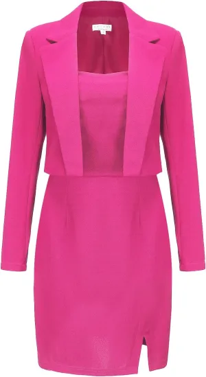 EXLURA Women's Professional Business Lightweight Blazer Dress Suit Sets 2 Piece Work Office Fashion Outfits