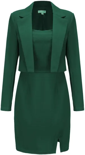 EXLURA Women's Professional Business Lightweight Blazer Dress Suit Sets 2 Piece Work Office Fashion Outfits