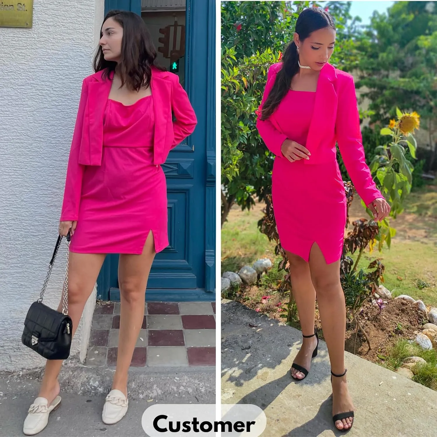 EXLURA Women's Professional Business Lightweight Blazer Dress Suit Sets 2 Piece Work Office Fashion Outfits