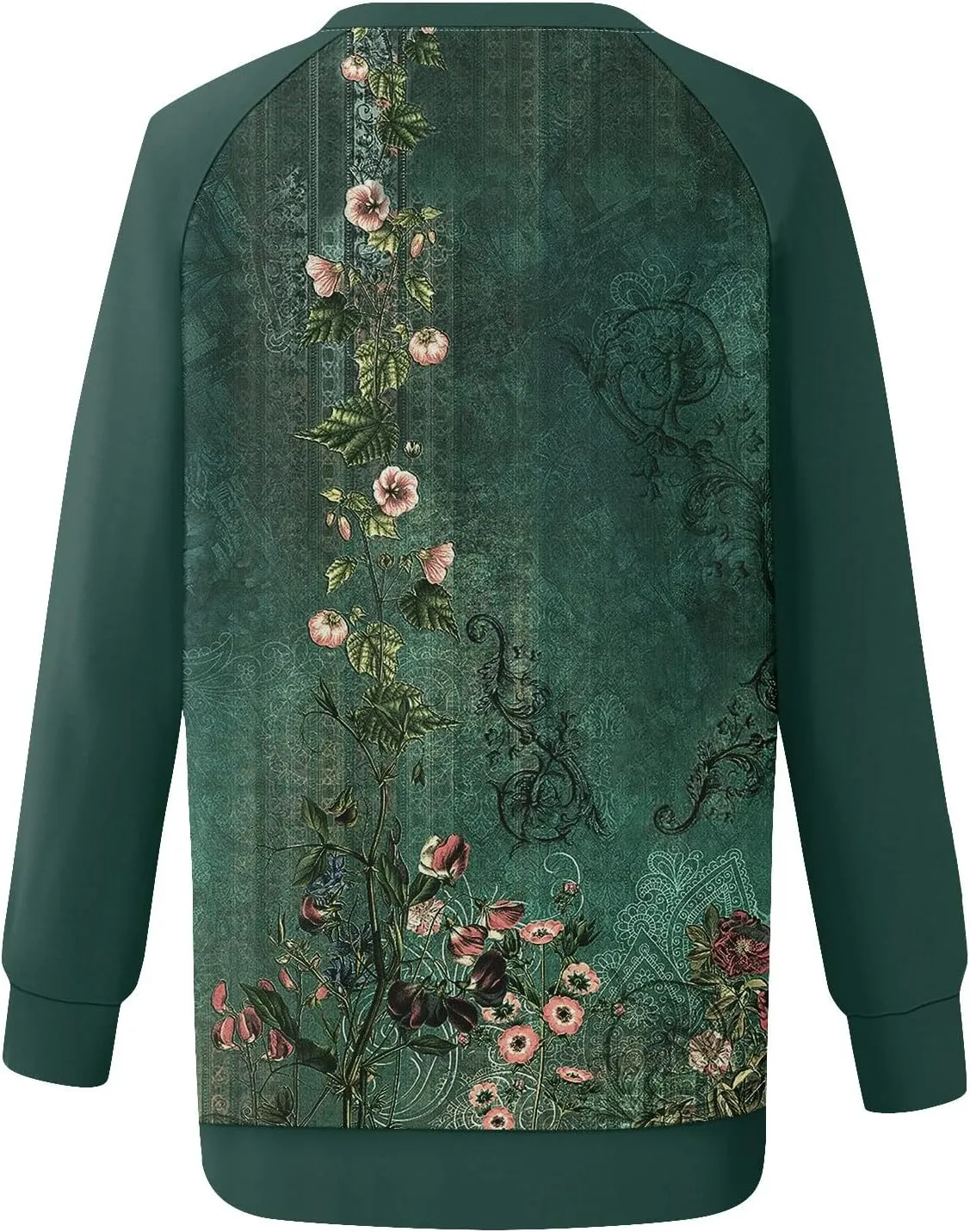 Fall Womens Clothes 2024 Floral Print Crewneck Cute Sweatshirt Long Sleeve Oversized Basics Clothes Clothing