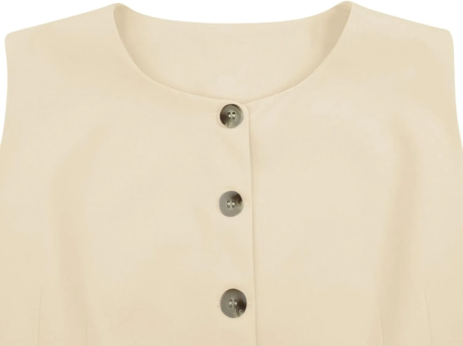 Fallorchid Womens Round neck Suit Vest Sleeveless Button Business Jacket Waistcoat Top