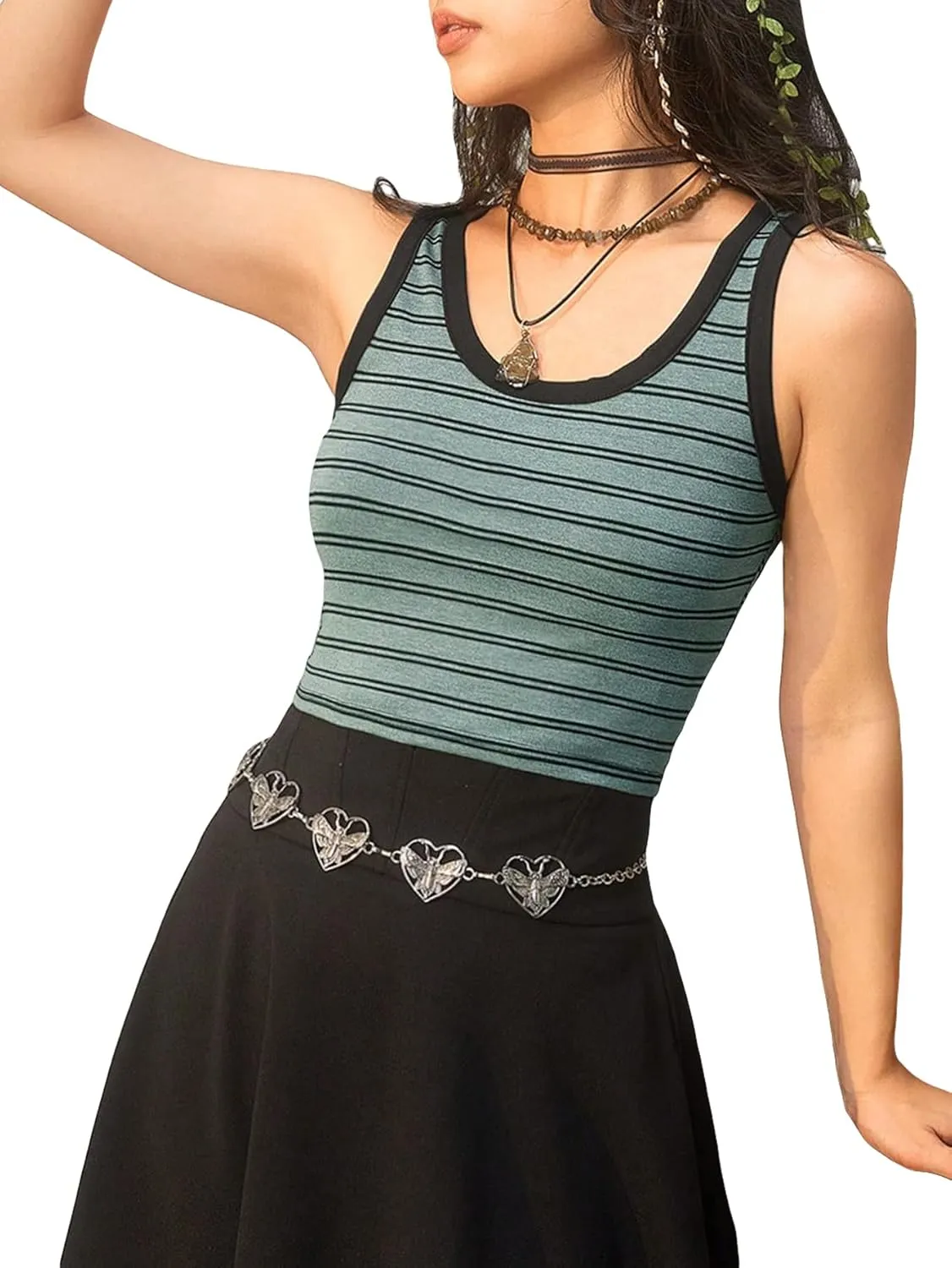Floerns Women's Casual Sleeveless Camisole Scoop Neck Slim Fit Crop Tank Top