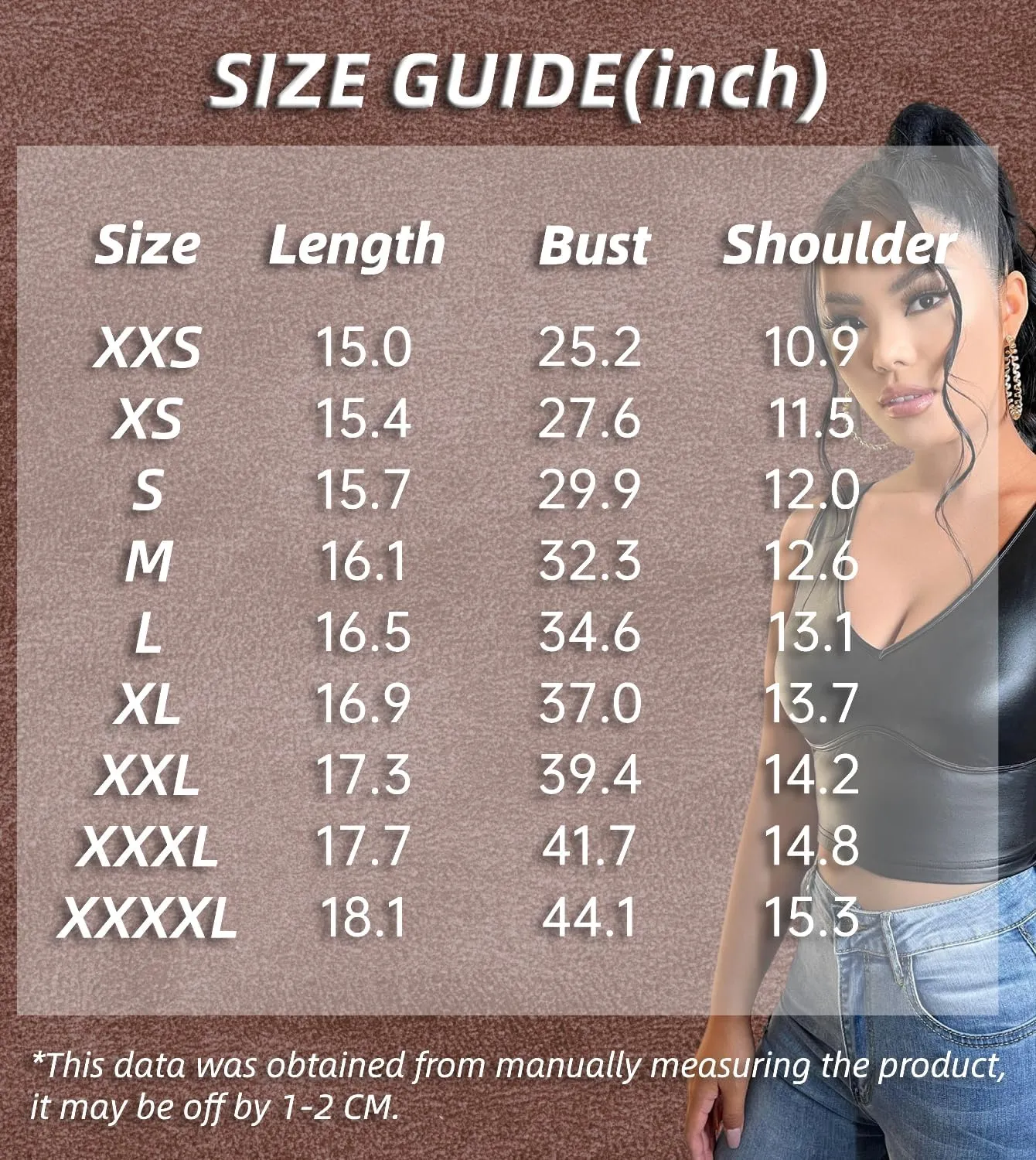 Floerns Women's PU Leather V Neck Solid Sleeveless Camisole Crop Tank Top