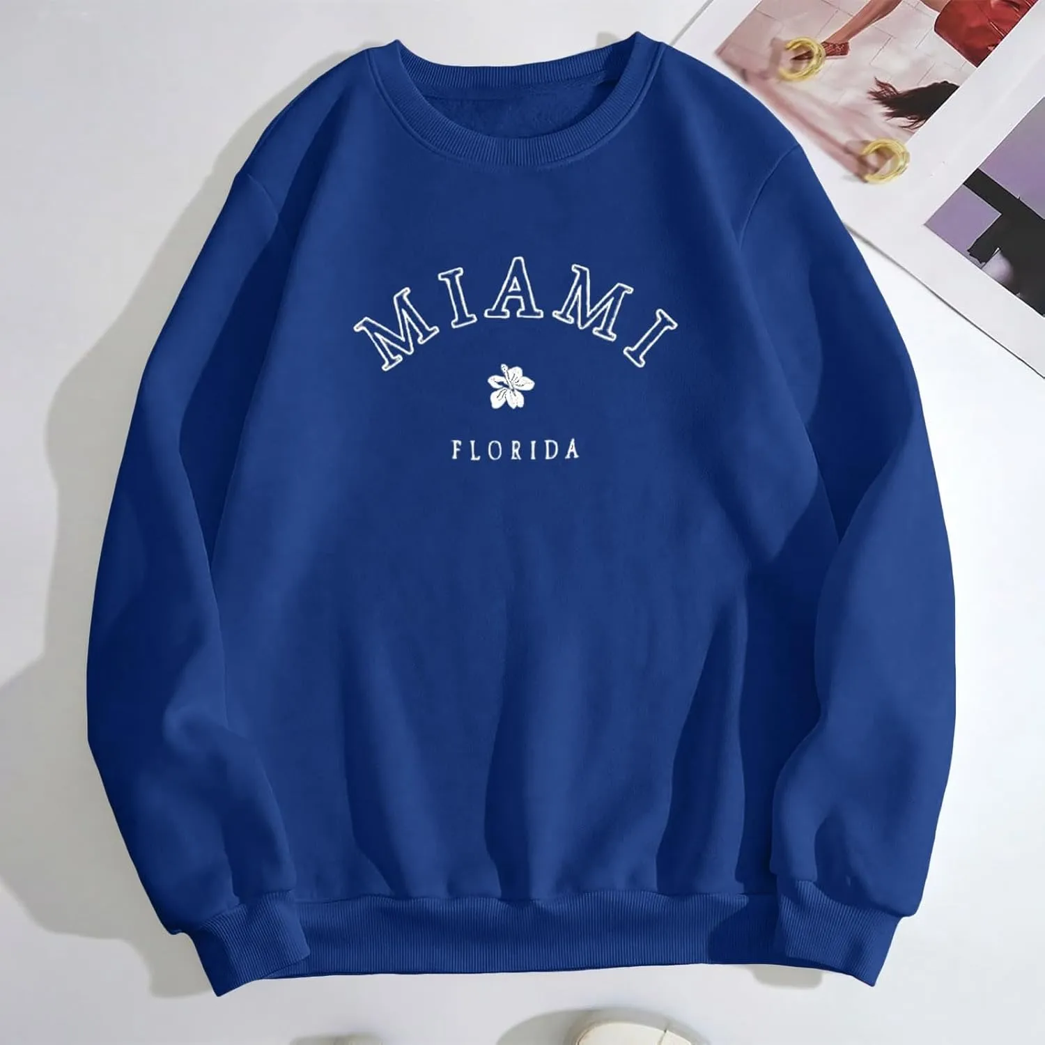 Florida Sweatshirt Casual Trendy Floral Graphic Pullover Tops Long Sleeve Loose Fit Cute Hoodie Sweatshirts