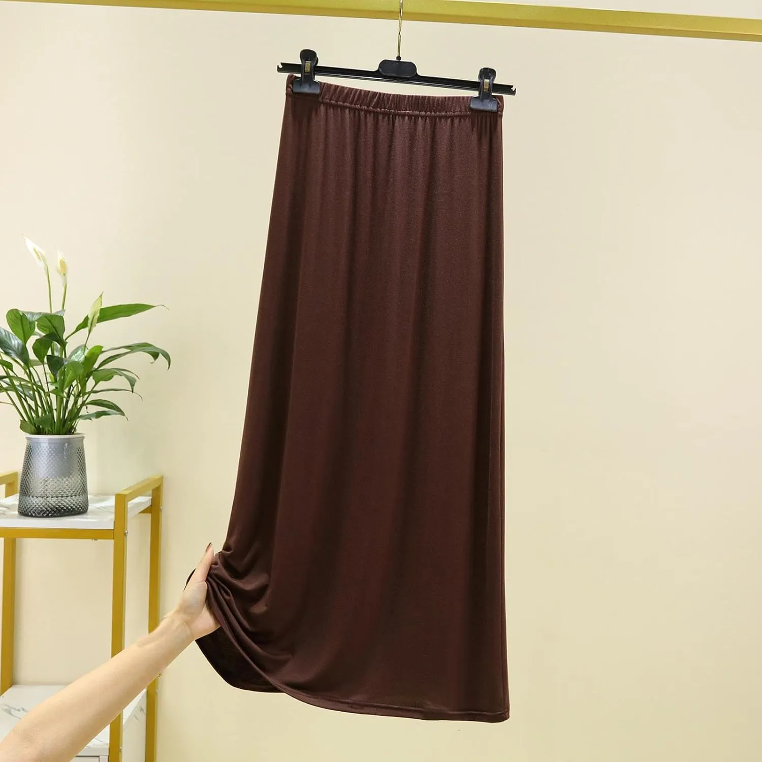 Flowy Maxi Long Skirt for Women Split Front High Waisted Midi Skirts Casual Elastic A Line Skirt Knee Length Skirts