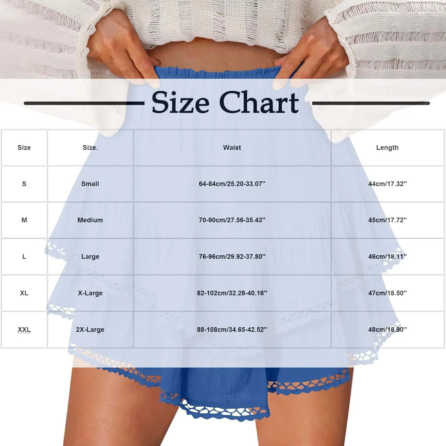 Flowy Shorts for Women Summer Casual Boho Ruffle Tiered Skorts High Waist Mini Skirts Golf Tennis Lace Crochet Shorts