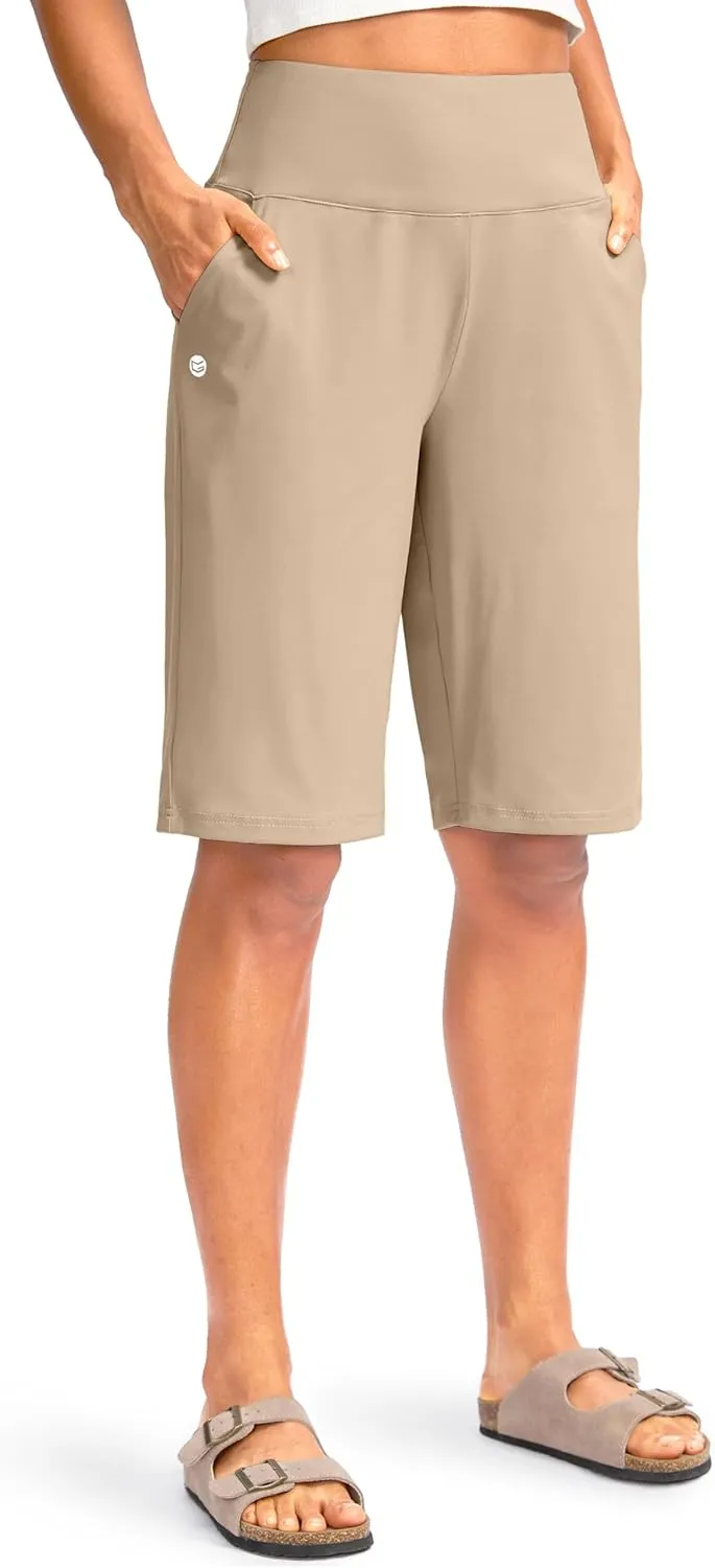 G Gradual Women's 12" Bermuda Long Shorts with Pockets High Waisted Stretch Knee Length Shorts for Women Summer Walking