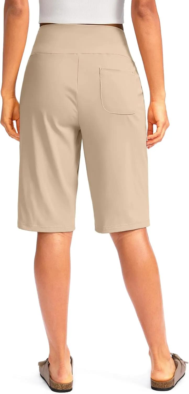 G Gradual Women's 12" Bermuda Long Shorts with Pockets High Waisted Stretch Knee Length Shorts for Women Summer Walking