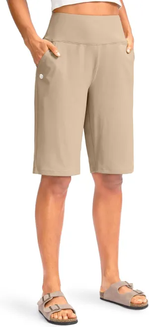 G Gradual Women's 12" Bermuda Long Shorts with Pockets High Waisted Stretch Knee Length Shorts for Women Summer Walking