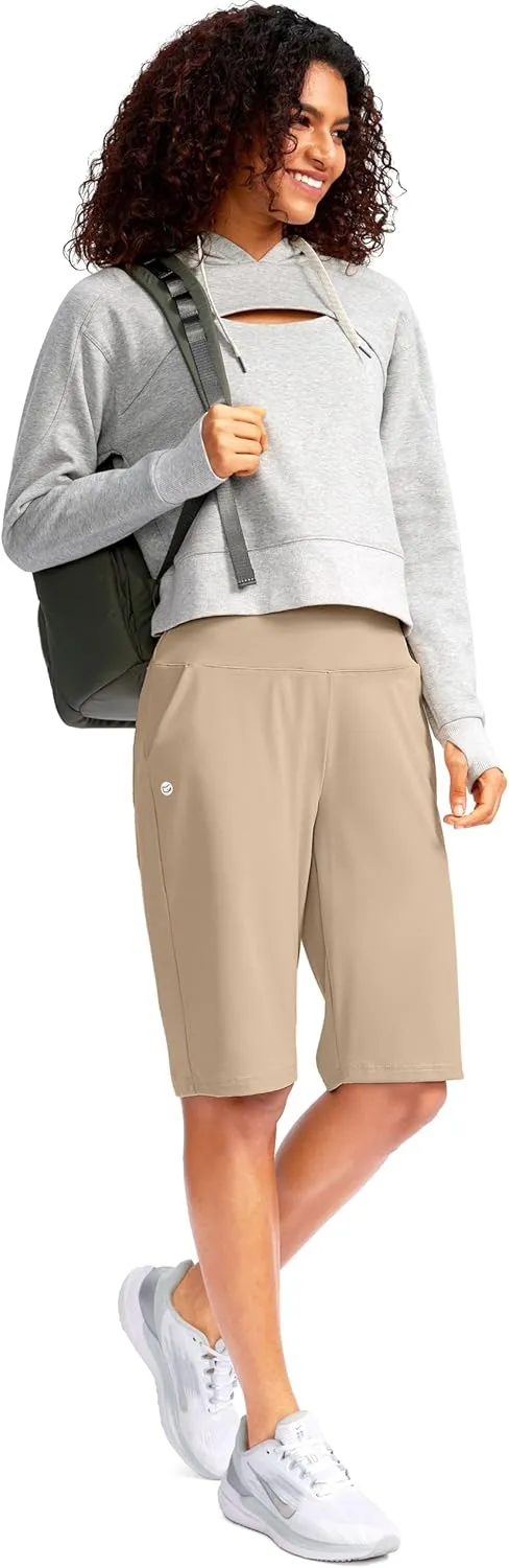G Gradual Women's 12" Bermuda Long Shorts with Pockets High Waisted Stretch Knee Length Shorts for Women Summer Walking