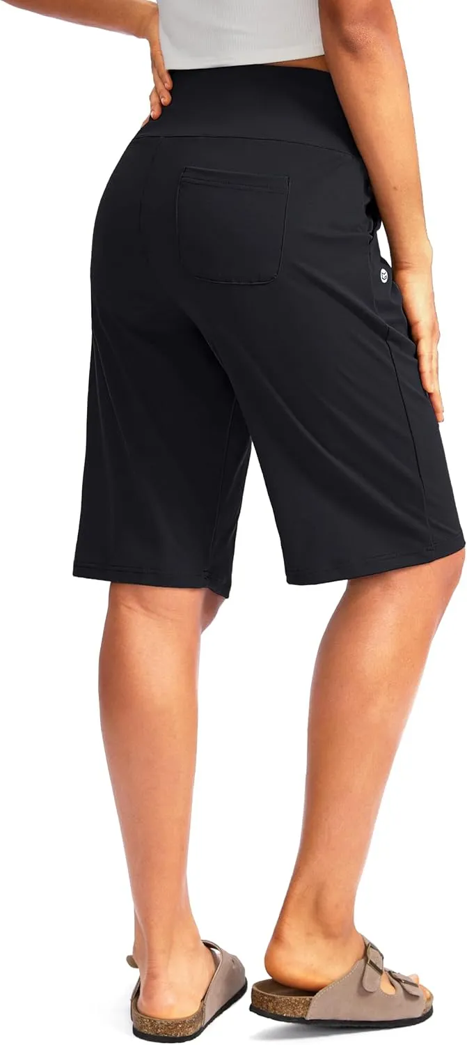 G Gradual Women's 12" Bermuda Long Shorts with Pockets High Waisted Stretch Knee Length Shorts for Women Summer Walking