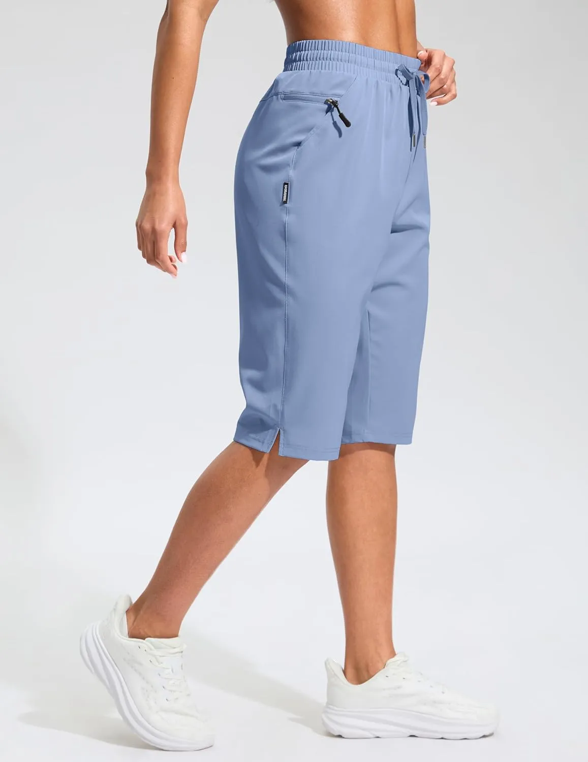 G Gradual Women's 13" Long Hiking Shorts with Zipper Pocket Lightweight Quick Dry Knee Length Bermuda Shorts for Women