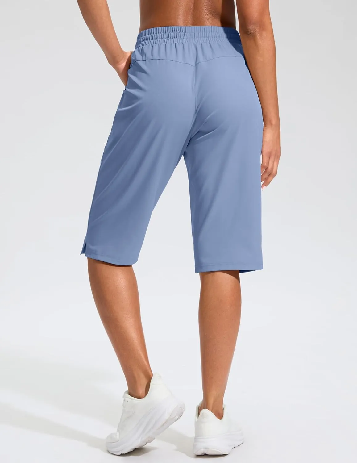 G Gradual Women's 13" Long Hiking Shorts with Zipper Pocket Lightweight Quick Dry Knee Length Bermuda Shorts for Women
