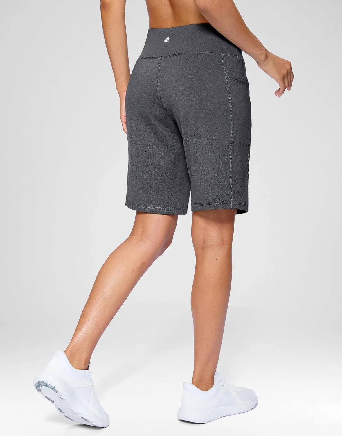 G Gradual Women's 9" Bermuda Long Shorts with Pockets High Waisted Athletic Knee Length Shorts for Women Walking Workout