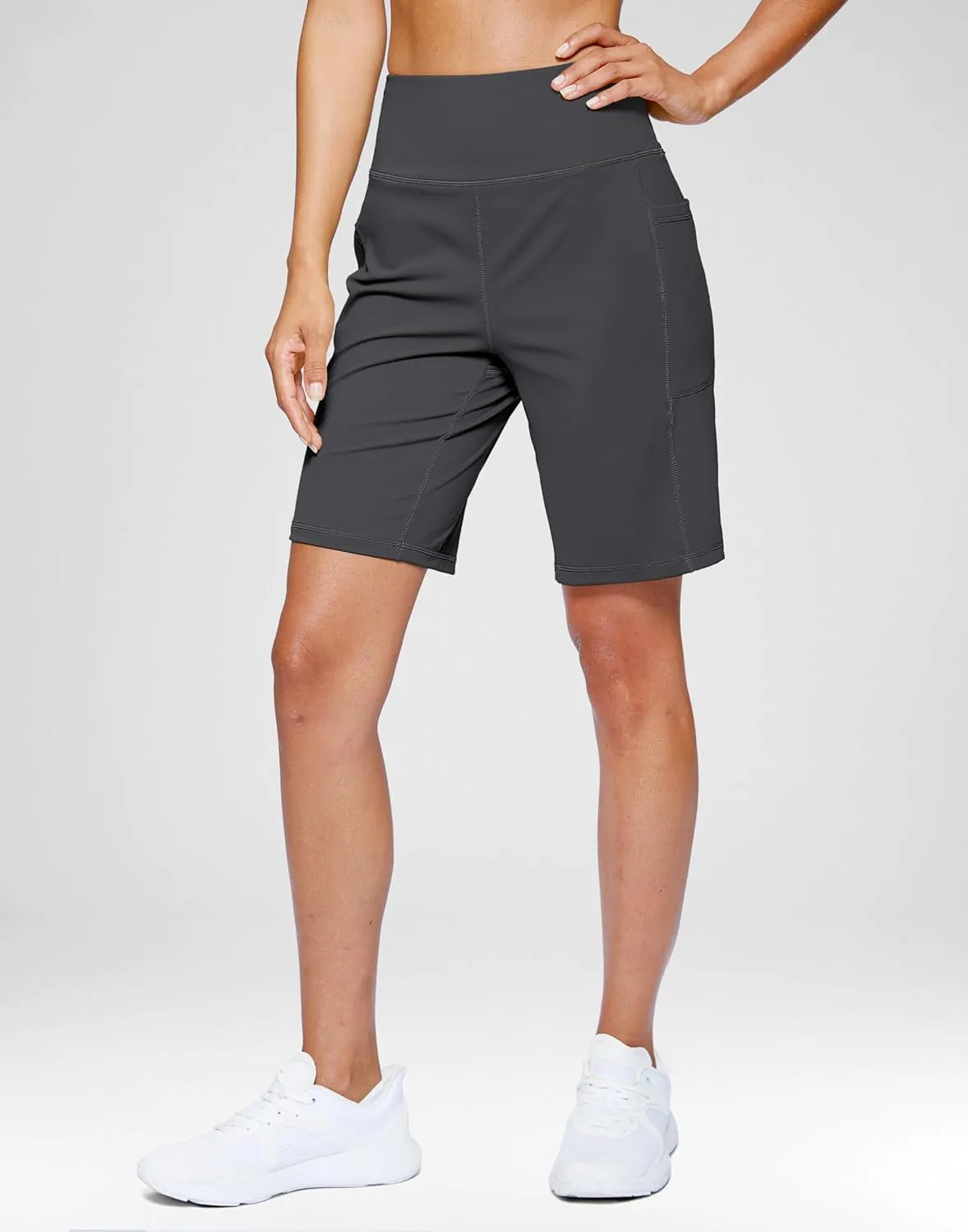 G Gradual Women's 9" Bermuda Long Shorts with Pockets High Waisted Athletic Knee Length Shorts for Women Walking Workout
