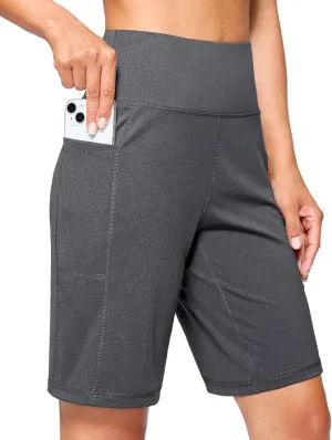 G Gradual Women's 9" Bermuda Long Shorts with Pockets High Waisted Athletic Knee Length Shorts for Women Walking Workout
