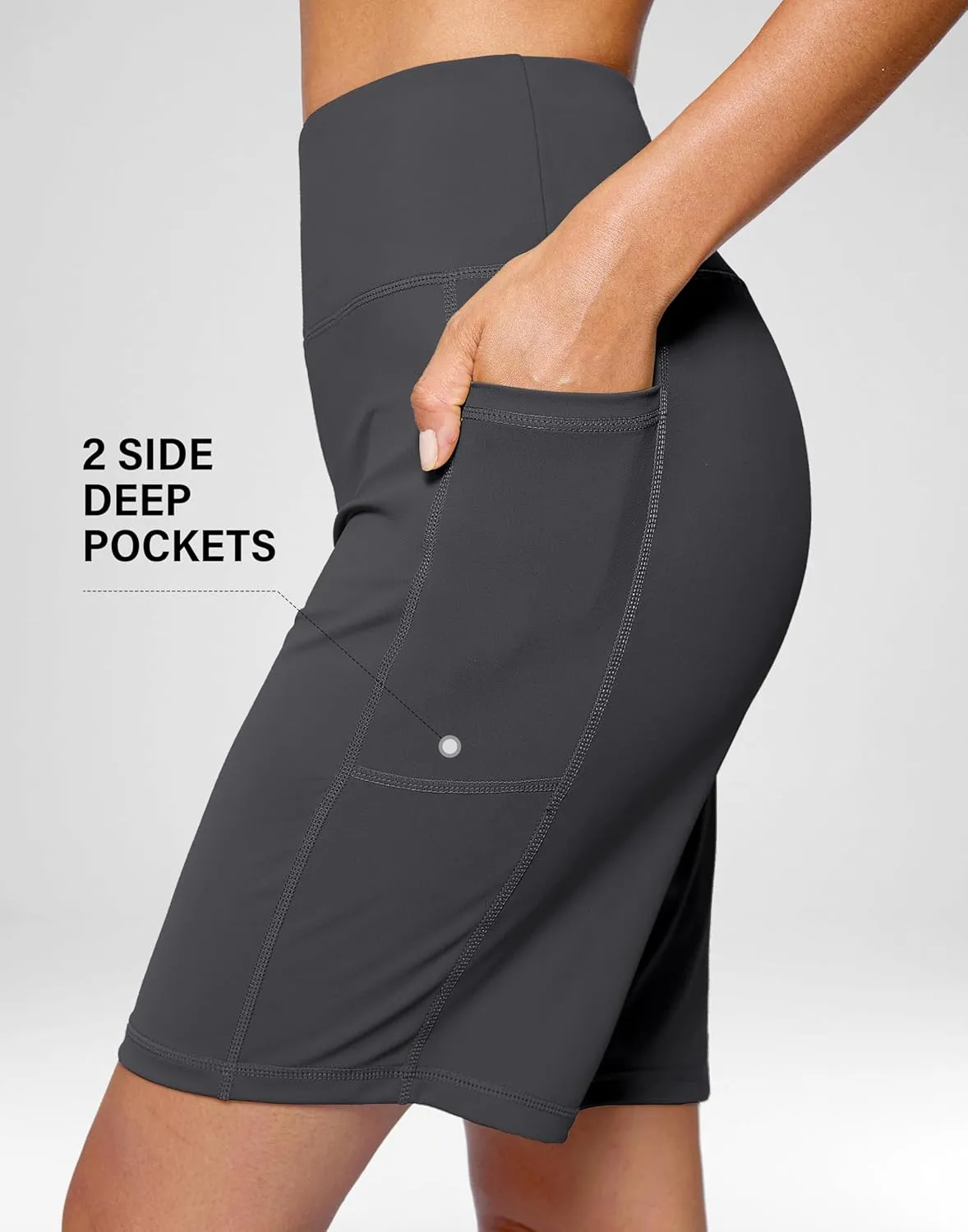 G Gradual Women's 9" Bermuda Long Shorts with Pockets High Waisted Athletic Knee Length Shorts for Women Walking Workout