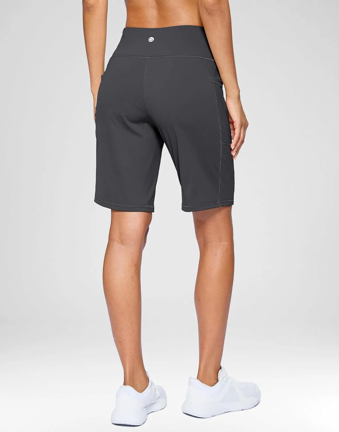 G Gradual Women's 9" Bermuda Long Shorts with Pockets High Waisted Athletic Knee Length Shorts for Women Walking Workout