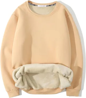 Gihuo Men's Crewneck Sweatshirt Winter Warm Sherpa Lined Pullover Fleece Top Sweatshirt