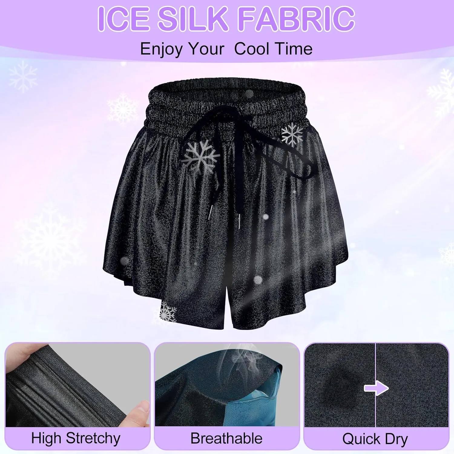 Girls Butterfly Shorts Sparkle Flowy Athletic Shorts for Girls Gym Skorts 2-in-1 Skirt for Kids Preppy Clothes